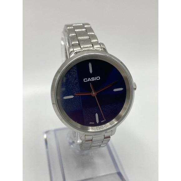 Casio 5361 LTP-E152 Stainless Steel Ladies Blue Dial Watch New Batt main image 9